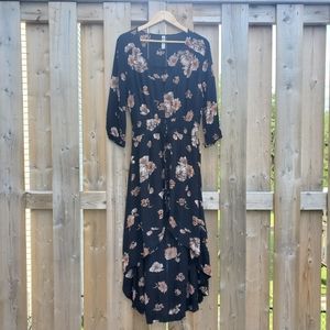 American Rag Black Floral Boho High-Low Maxi Dress